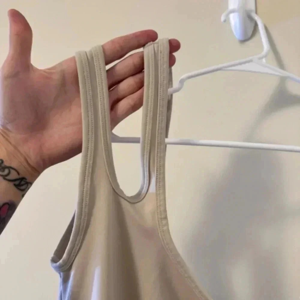 NWOT Abercrombie & Fitch Asymmetrical Cream Bodysuit - Picture 6 of 8